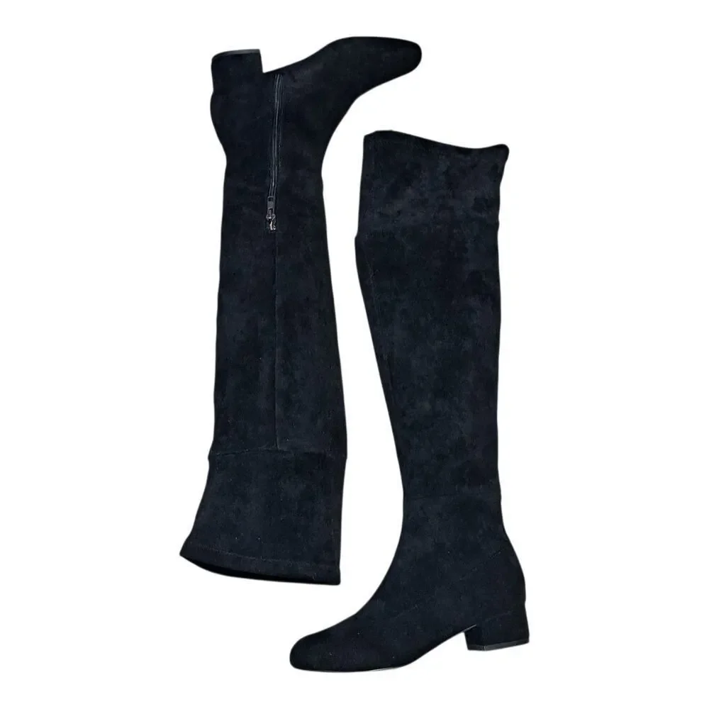 Anthropologie Raven Gothic Preppy Glam Casual Knee High Boots Size 6 Black
